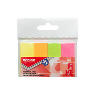 Notes autoadeziv 50 x 20 mm, 4 x 50buc/set, Office Products - 4 culori neon