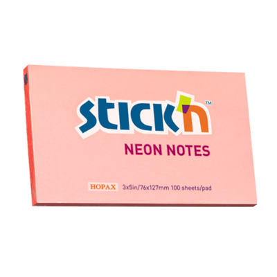 Notes autoadeziv 76 x 127 mm, 100 file, Stick - corai neon