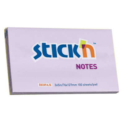 Notes autoadeziv 76 x 127 mm, 100 file, Stick - lila pastel