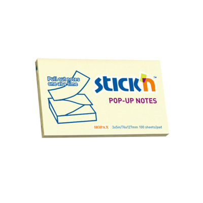 Notes autoadeziv 76 x 127 mm, 100 file, Stick Pop-up - galben pastel