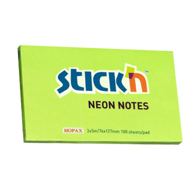Notes autoadeziv 76 x 127 mm, 100 file, Stick - verde neon