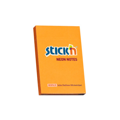 Notes autoadeziv 76 x  51 mm, 100 file, Stick - portocaliu neon