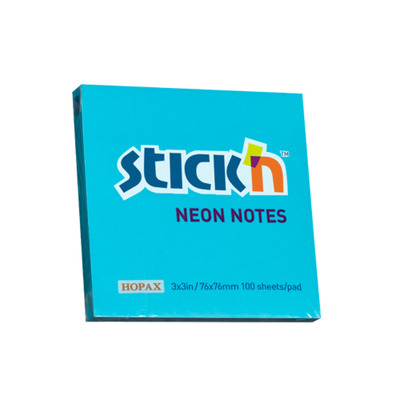 Notes autoadeziv 76 x  76 mm, 100 file, Stick - albastru neon