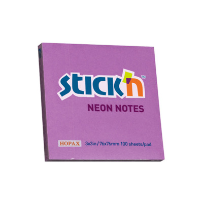 Notes autoadeziv 76 x  76 mm, 100 file, Stick - mov neon