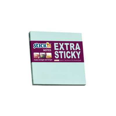 Notes autoadeziv extra-sticky 76 x 76mm, 90 file, Stickn - albastru pastel