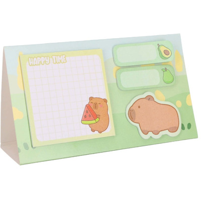 Notite adezive Strigo Capybara galben-verde pastel