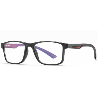 Ochelari anti-lumina albastra Techsuit Reflex-dreptunghiulari, negru/rosu