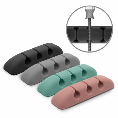 Organizator cabluri Ringke, set 4 bucati, 3 sloturi fiecare, multicolor