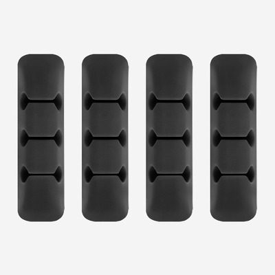 Organizator cabluri Ringke, set 4 bucati, 3 sloturi fiecare, negru