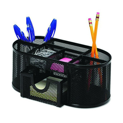 Organizer metalic Mesh, de birou, negru, 8 compartimente, Q-Connect