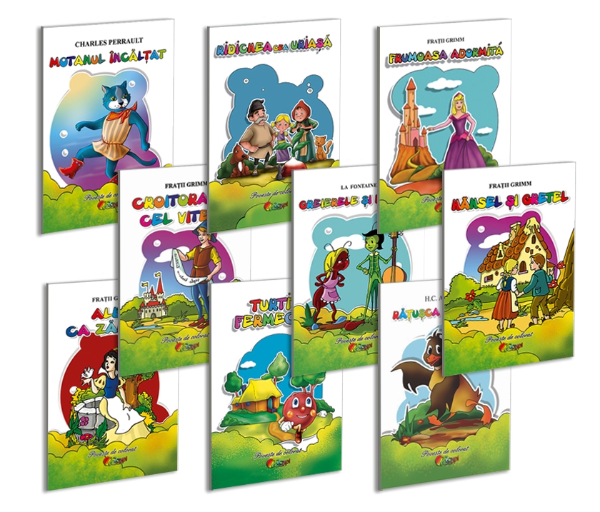 Pachet 9 carti de colorat format A5 - Povesti clasice din literatura universala