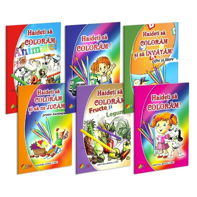 Pachet Haideti sa coloram! Pachet de 6 carti de colorat
