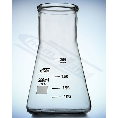 Pahar Erlenmeyer gat larg 500 ml din sticla borosilicata