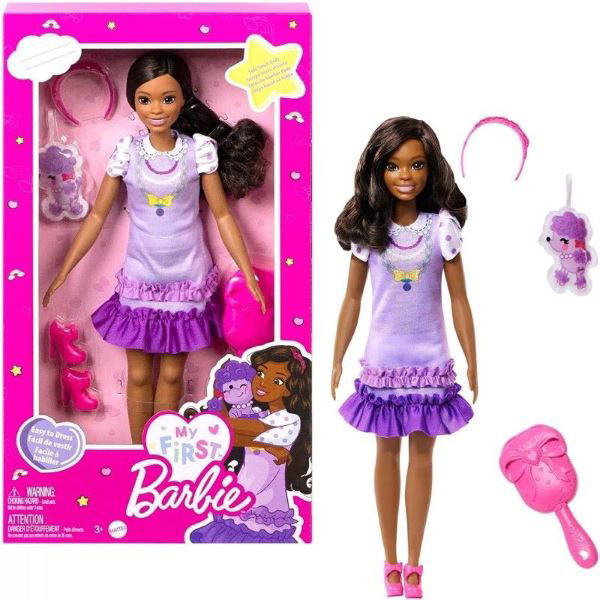 Papusa Barbie mare - fata cu parul negru cu un pudel