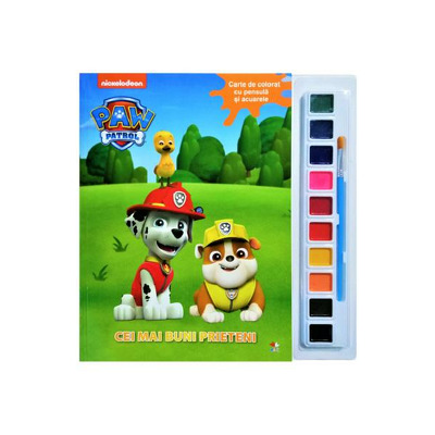 Patrula Catelusilor. Cei mai buni prieteni. Carte de colorat cu pensula si acuarele
