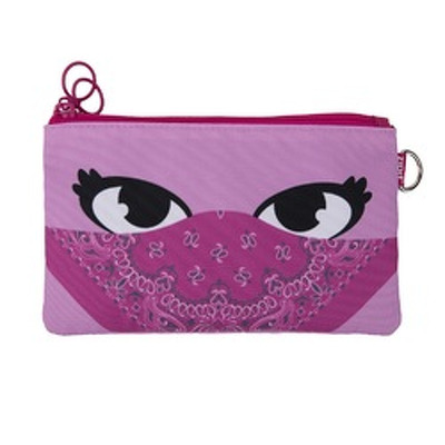 Penar dublu cu fermoar si masca material textil, ZIPIT Face-It Bandit - roz