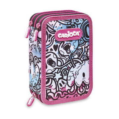 Penar echipat cu 2 compartimente Carioca Comics, bleu-roz