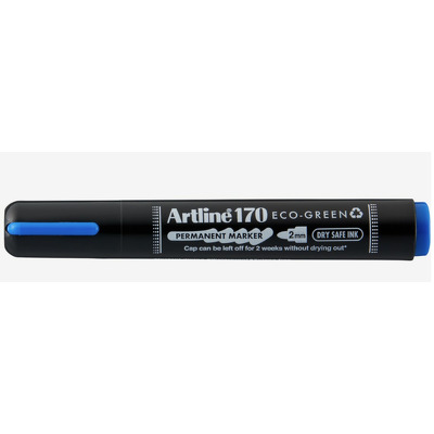 Permanent marker 170 Eco Green - Dry safe 2 weeks, corp plastic, varf rotund 2.0mm, albastru