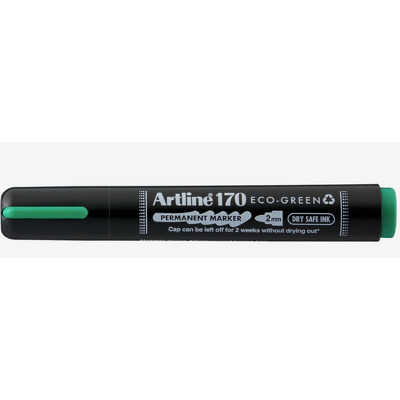Permanent marker 170 Eco Green - Dry safe 2 weeks, corp plastic, varf rotund 2.0mm - verde