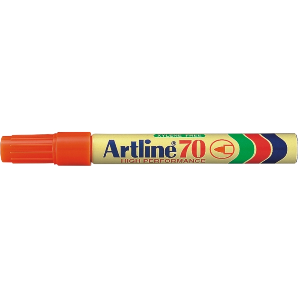 Marker permanent portocaliu, corp metalic, varf rotund 1.5mm - Artline 70