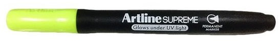 Marker permanent galben, varf rotund 1.0mm, straluceste in lumina UV - Artline