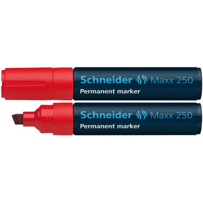 Permanent marker Schneider Maxx 250, varf tesit 2 plus 7mm - rosu