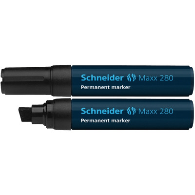 Permanent marker Schneider Maxx 280, varf tesit 4 plus 12mm - negru