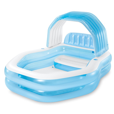 Piscina gonflabila cu scaun, suport pentru pahare si protectie solara detasabila