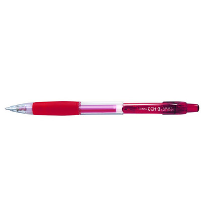 Pix cu gel Penac CCH-3, rubber grip, 0.7mm, corp transparent - scriere rosie