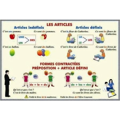 Plansa les articles formes contractees preposition, article defini. Adjectifs et pronoms demonstra