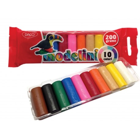 Plastilina 10 culori 200g Modelini Daco
