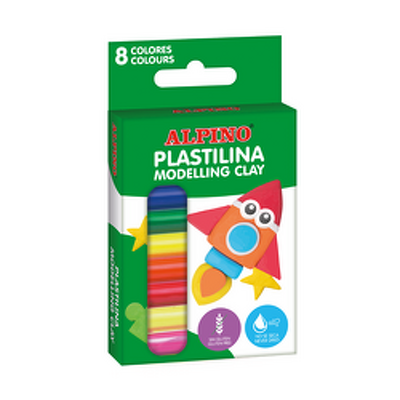 Plastilina standard, 6 cu 2 neon x 12 gr./blister, 8 culori asortate