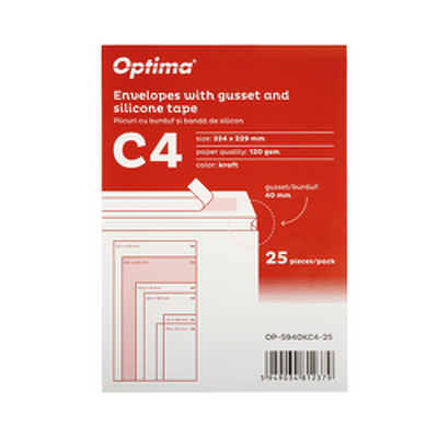 Plic C4 (324x229mm), cu burduf 40mm, lipire siliconica, 25 buc/set, kraft