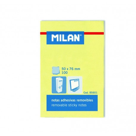 Post-it adeziv, 50x76mm, galben pal, Milan