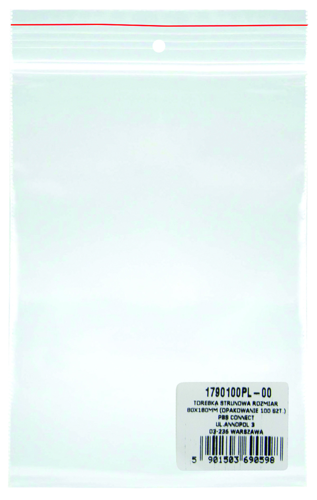 Pungi plastic cu fermoar pentru sigilare, 80 x 180 mm, 40 microni, 100 buc/set, DONAU -transparente