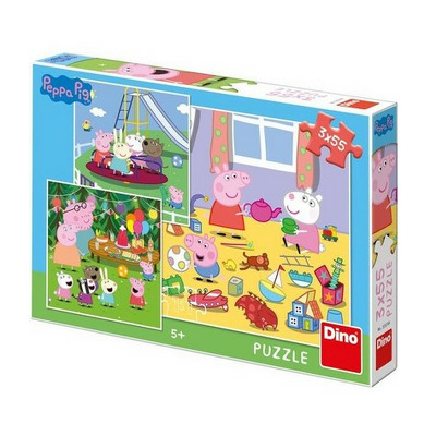 Puzzle 3 in 1 - Purcelusa Peppa in vacanta (55 piese)