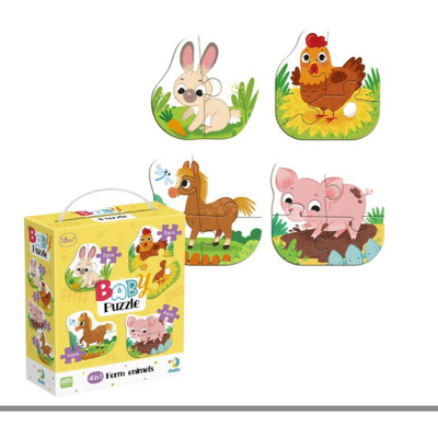 Puzzle 4 in 1 - Ferma vesela ( 2, 3, 4 piese)