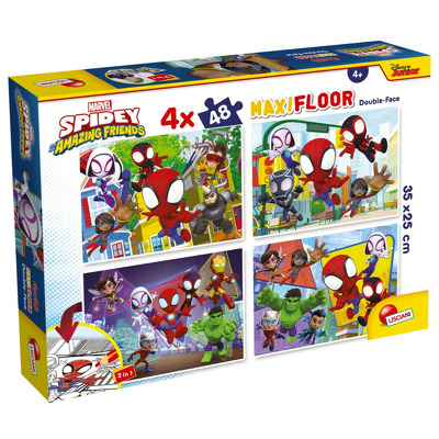 Puzzle de colorat maxi - Paienjenelul Marvel si prietenii lui uimitori (4 x 48 de piese)