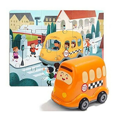 Puzzle din lemn - Autobuzul scolii