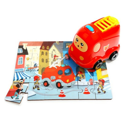 Puzzle din lemn - Masinuta de pompieri