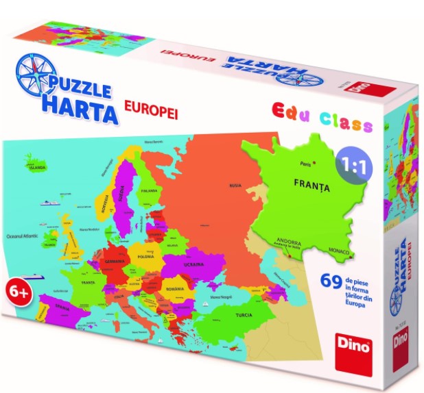 Puzzle geografic - Harta Europei (69 piese)