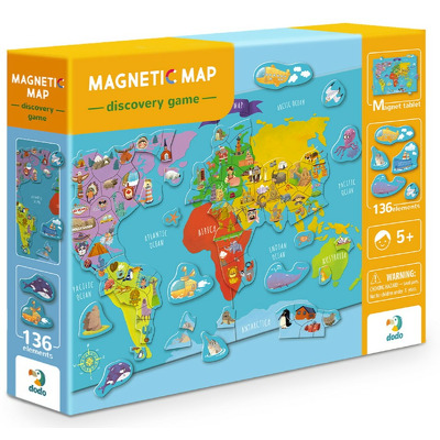 Puzzle magnetic - Harta lumii (136 piese)