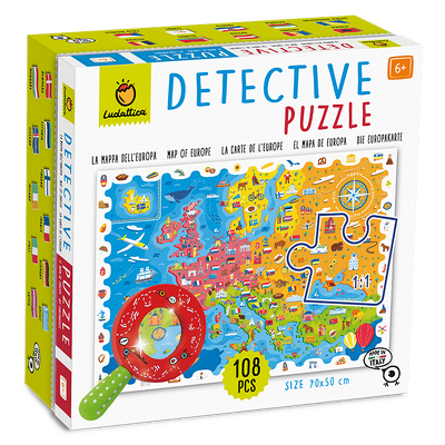 PUZZLE MICUL DETECTIV – HARTA EUROPEI, Ludattica, +5 ani