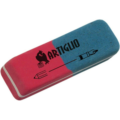 Radiera cauciuc pentru creion si cerneala, 40/cut, Artiglio - rosu/albastru