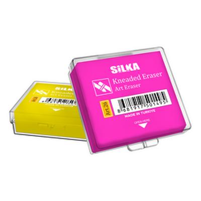 Radiera maleabila pt creion, 40x36x12mm, 100% cauciuc, nu lasa reziduuri, SILKA Kneaded Art-neon