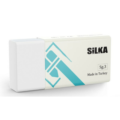 Radiera pentru creion, 39.5x18.5x12mm, PVC-free, nu lasa reziduuri, SILKA Text Mate - alba