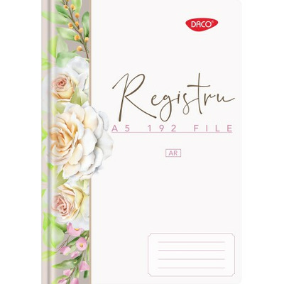 Registru A5 192 file, model floral alb RG5192AR