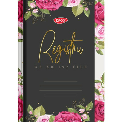 Registru A5 192 file, model floral negru RG5192DR