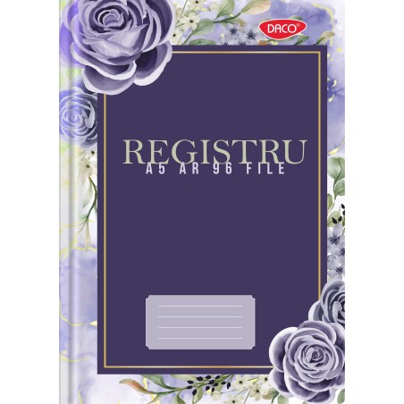 Registru A5 96 file, model floral mov RG5192AR