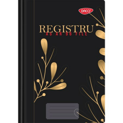 Registru A5 96 file, model floral negru RG5192AR